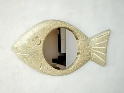 Mango Wood Fish Mirror 3D model