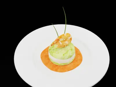Shrimp With Avocado Low-poly 3D model