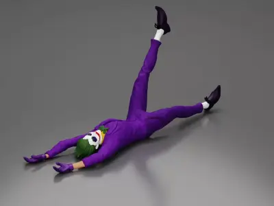 Joker sprawled laughing despite defeat plotting wicked trick 3D print model