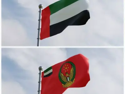Animated United Arab Emirates UAE Flags 3D model