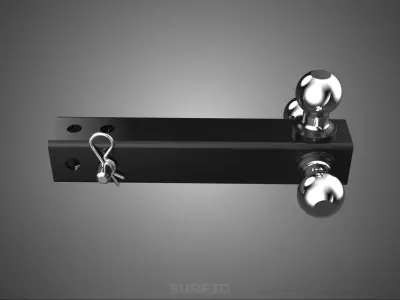 THREE 3 TRIPLE HITCH BALL MOUNT TRAILER SHANK RECEIVER TOWING 3D model