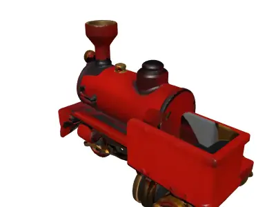 Vintage Red Steam Locomotive Model Low-poly 3D model