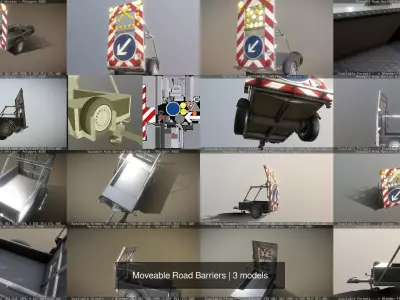 Moveable Road Barriers 3D Model Pack