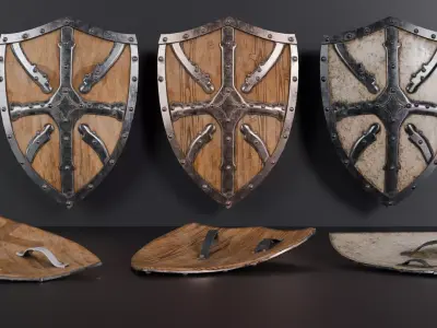 Medieval shield pack  Low-poly 3D model