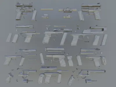 Simple Pistols Low-Poly Low-poly 3D model