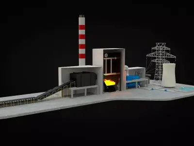 Coal Power Station Diagram 3D model