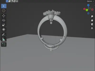 Elegant Diamond floral ring 3d model for 3d printing 3D model