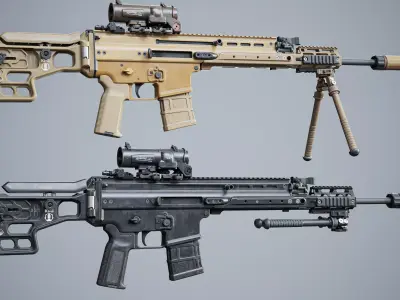 Modular tactical sniper MK 16 FN SCAR-L Low-poly 3D model