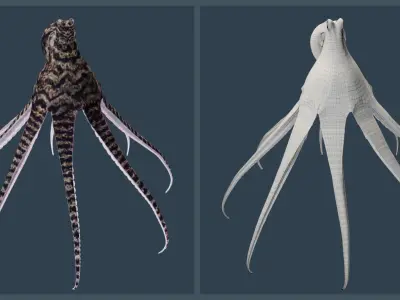 Animated Mimic Octopus Low-poly 3D model