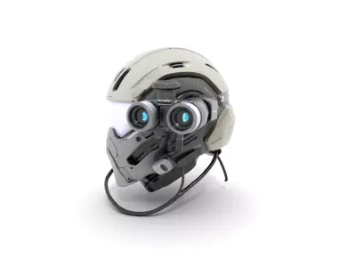 Futuristic Tactical Helmet with Night Vision Low-poly 3D model