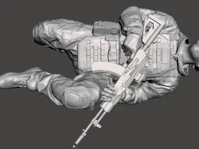 soldier 3d model for 3d printing in 3 poses  3D print model
