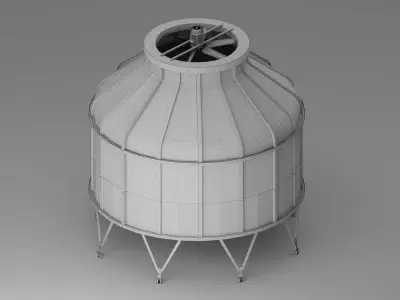 Industrial Round Cooling Tower 3D Model 3D model