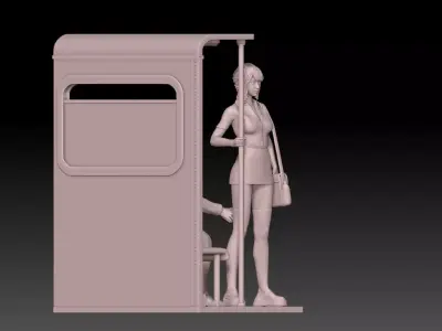 Office girl on the train 3D print model