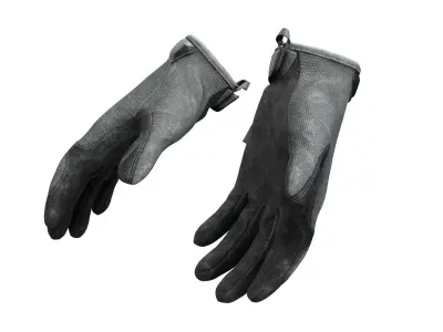 Grey Tactical Hard-Knuckle Combat Gloves Low-poly 3D model