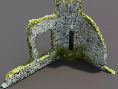 English Castle Ruin 3 Low-poly 3D model
