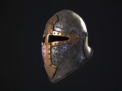 Medieval Helmet Low-poly 3D model 3