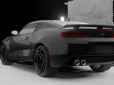 GARAGE WITH A RIGGED CAR Free low-poly 3D model