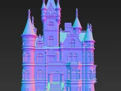 Reflection of Elegance Grandeur  Majestic Mansion Digital Model 3D print model