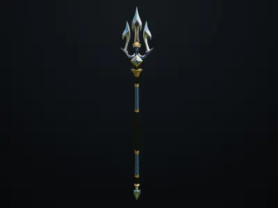 Fantasy Trident 03 All PBR Unity UE Textures Included Low-poly 3D model