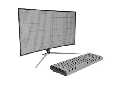Curved Monitor and Keyboard 3D Model Free low-poly 3D model