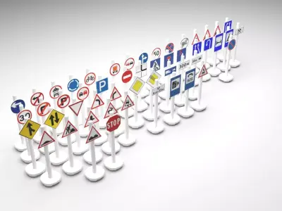 Lego Toy Road Signs Set 3D model