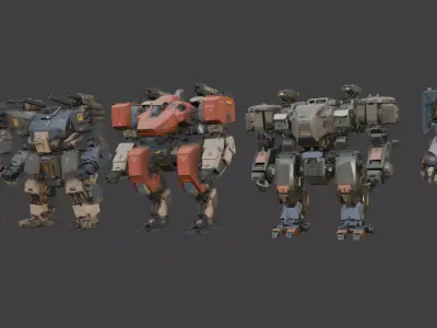 Cyberpunk Combat Mechs LowPoly Low-poly 3D model