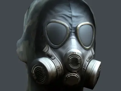Gas mask helmet 3d model military combat Low-poly Low-poly 3D model 5