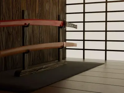 Low Poly Katana Low-poly 3D model