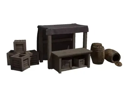 Medieval marketplace 1 3D model