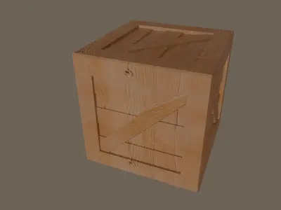 Wooden Box Low-poly 3D model 4