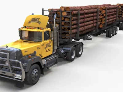 SuperLiner logger truck Low-poly 3D model