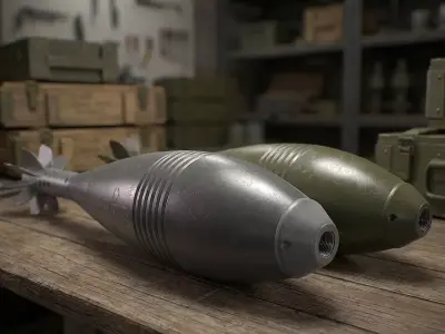 Mortar bomb 120mm Low-poly 3D model