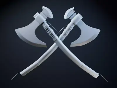 Battle Axe Low-poly 3D model 28