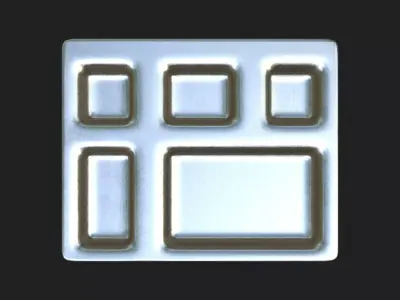 Industrial Metal Food Tray 3D Model with 5 Compartments 3D model