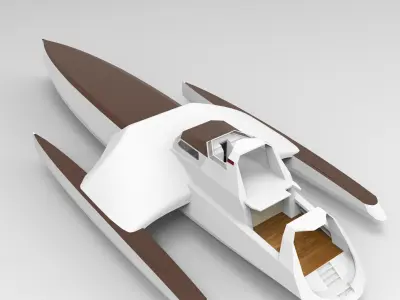 Trimaran Boat Low-poly 3D model
