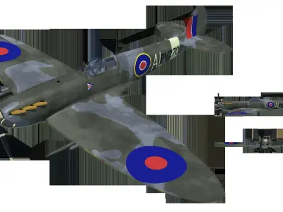 British WWII Spitfire Fighter Spitfire British Piston Fighter  3D model