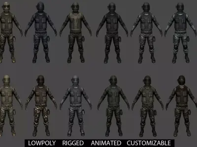 Customizable Soldier Low-poly 3D model