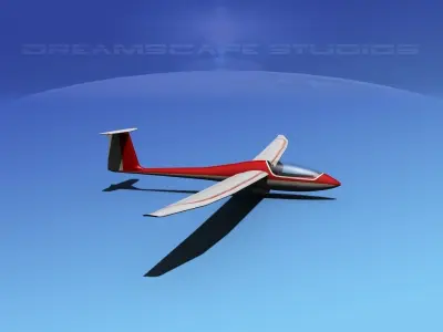 Venture Sailplane  V07 Low-poly 3D model