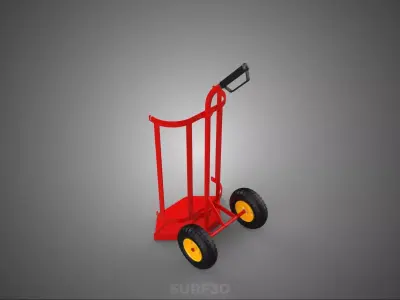 RED SINGLE HANDLE HAND TRUCK TROLLEY DOLLY CART PALLET TRANSPORT 3D model