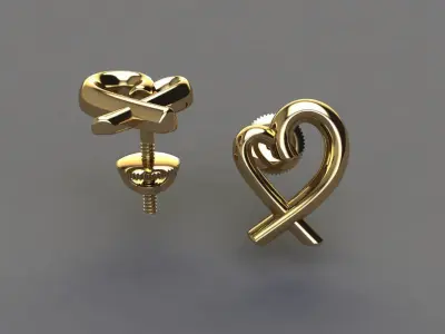 Dainty Heart Stud Earrings 3D print model