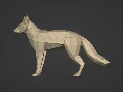 LowPoly Fox Figurine -- Ready for 3D Printing Low-poly 3D model