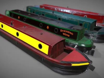 Narrowboat british narrowboats Low-poly 3D model