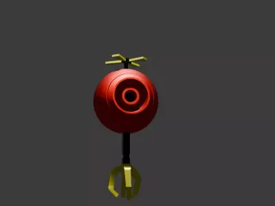 Metallic sci-fi  flying robot  Low-poly 3D model