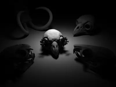 Cranes pitbull-mammouth-chat-hibou Skull pitbull-mammoth-cat-owl Low-poly 3D model