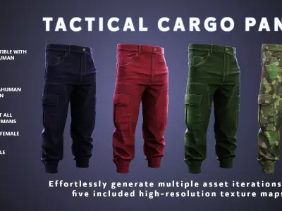 Modular Tactical Cargo Pants Low-poly 3D model