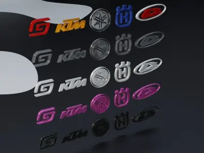Motorcycle Logo KTM Husqvarna Yamaha GasGas and Beta Low-poly 3D model