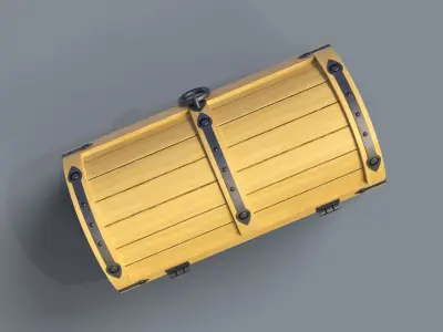 Old treasure  chest pine and brown Low-poly 3D model