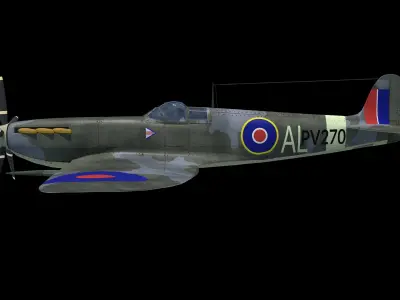 British WWII Spitfire Fighter Spitfire British Piston Fighter  3D model