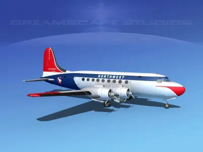 Douglas DC-4 Northwest Airlines 3D model