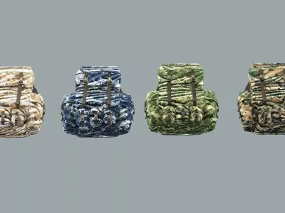 Soldier Exclusive 4 pcs Backpack 2 Tactical Cargo 3D Model Low-poly 3D model